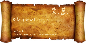 Köpeczi Erik névjegykártya